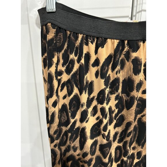 Hot n Hollywood Leopard Print Midi Skirt Elastic Waist Size Medium - Picture 4 of 9